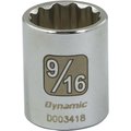 Dynamic Tools 1/4" Drive 12 Point SAE, 9/16" Standard Length, Chrome Socket D003418